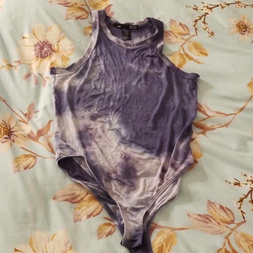 Blue tie-dye body suit